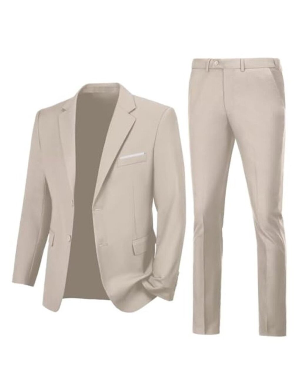 Mens 2 Piece Slim Fit Suit Two Button Formal Solid Suit Jacket Pants Set